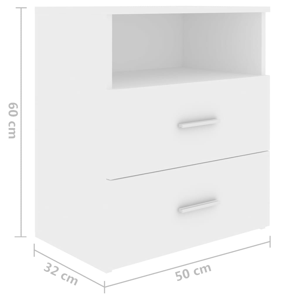 Bed Cabinets 2 pcs White 50x32x60 cm