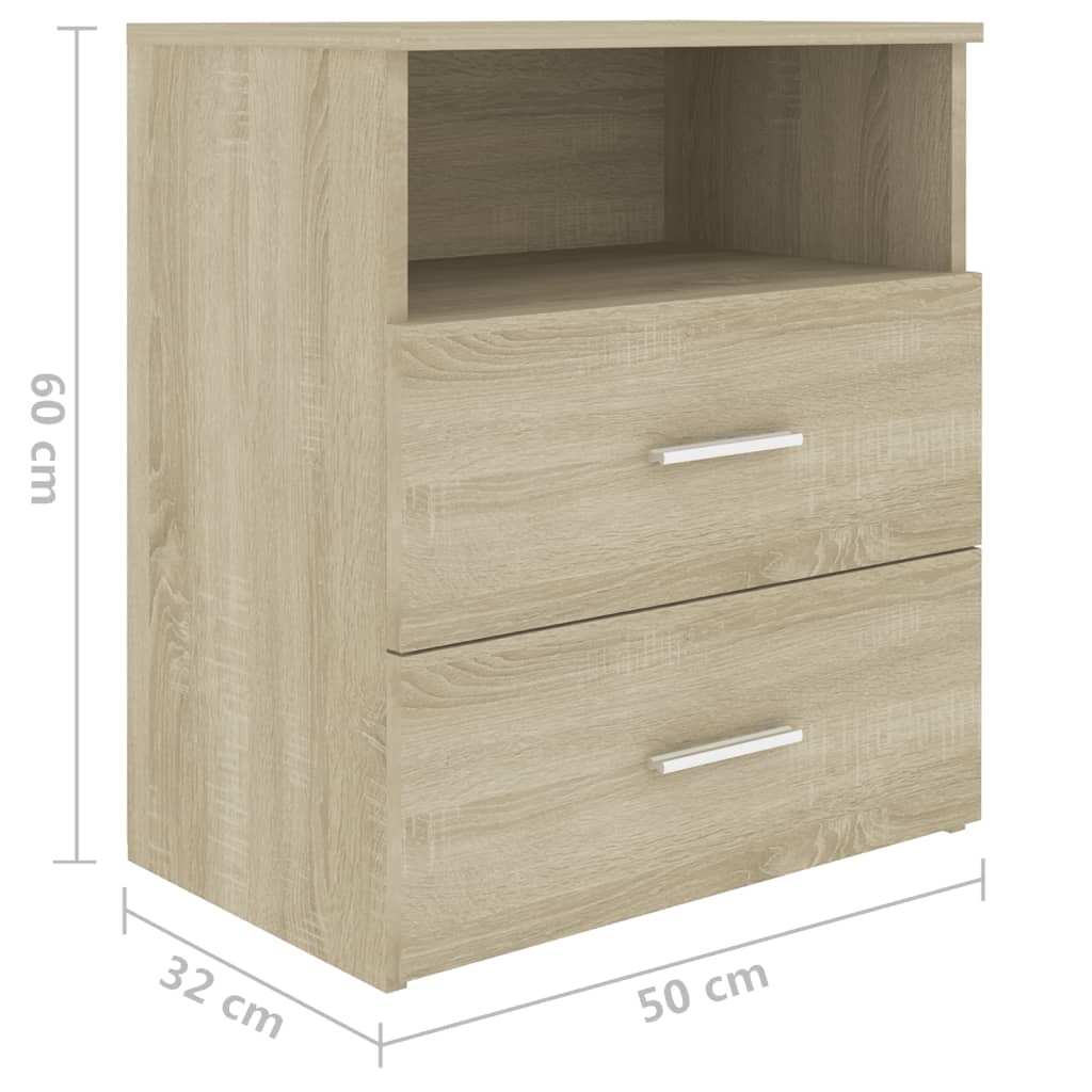 Bed Cabinets 2 pcs Sonoma Oak 50x32x60 cm