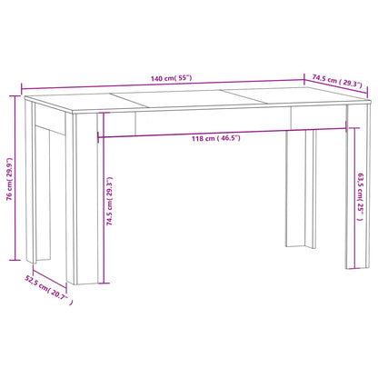 Dining Table White 140x74.5x76 cm Engineered Wood