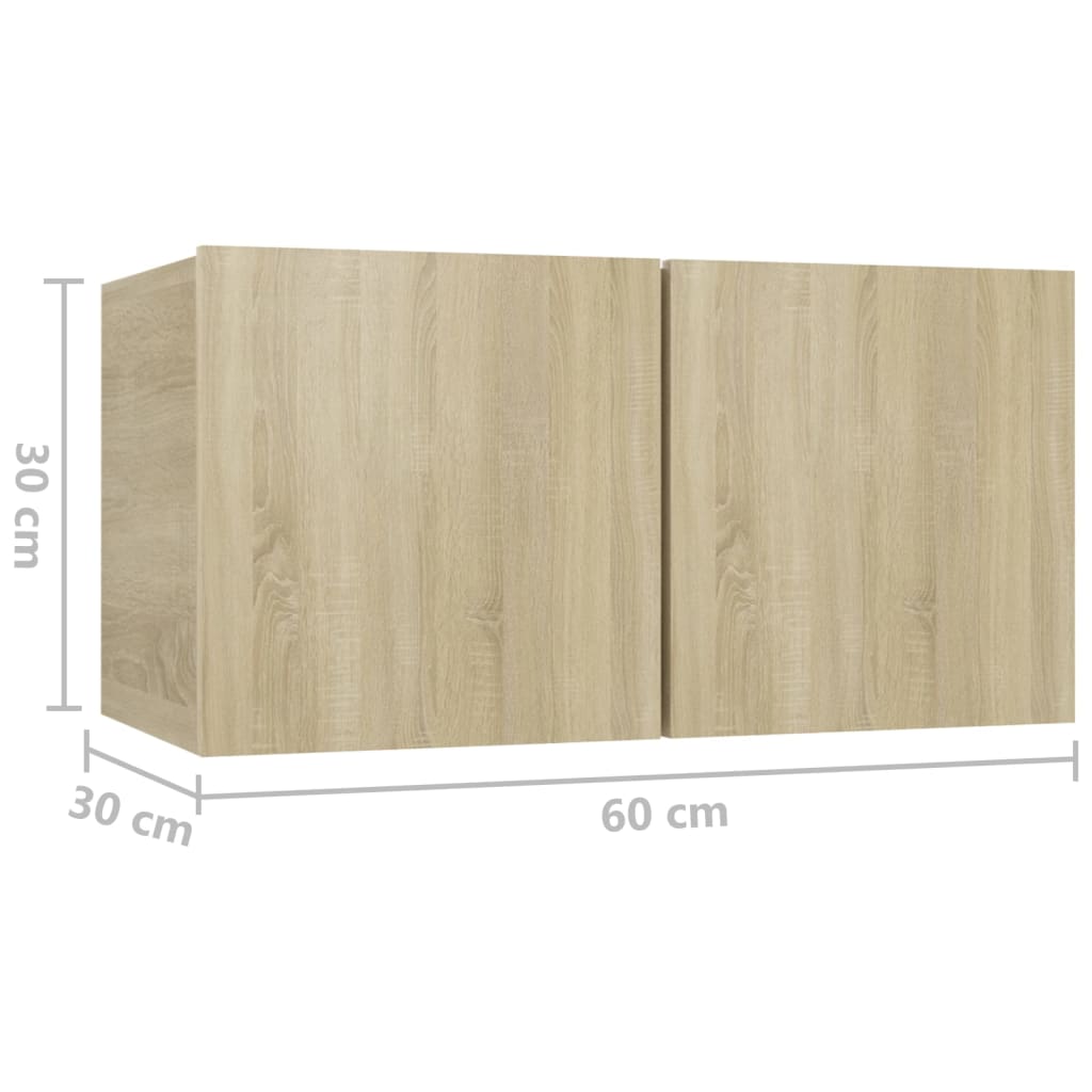 Hanging TV Cabinets 3 pcs Sonoma Oak 60x30x30 cm