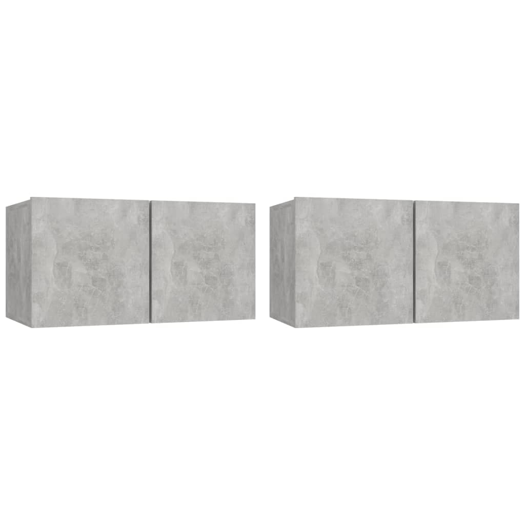 Hanging TV Cabinets 2 pcs Concrete Grey 60x30x30 cm