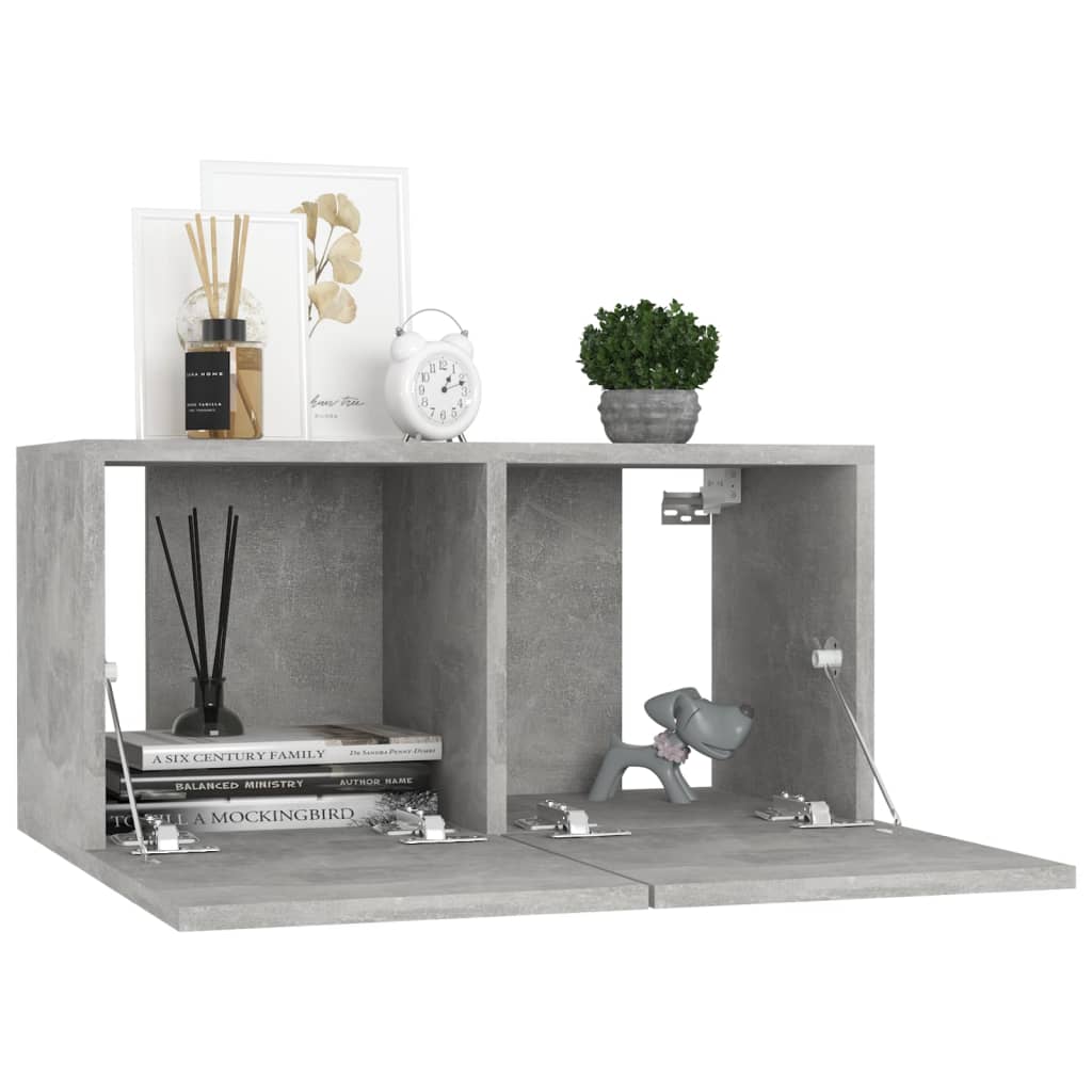 Hanging TV Cabinets 2 pcs Concrete Grey 60x30x30 cm