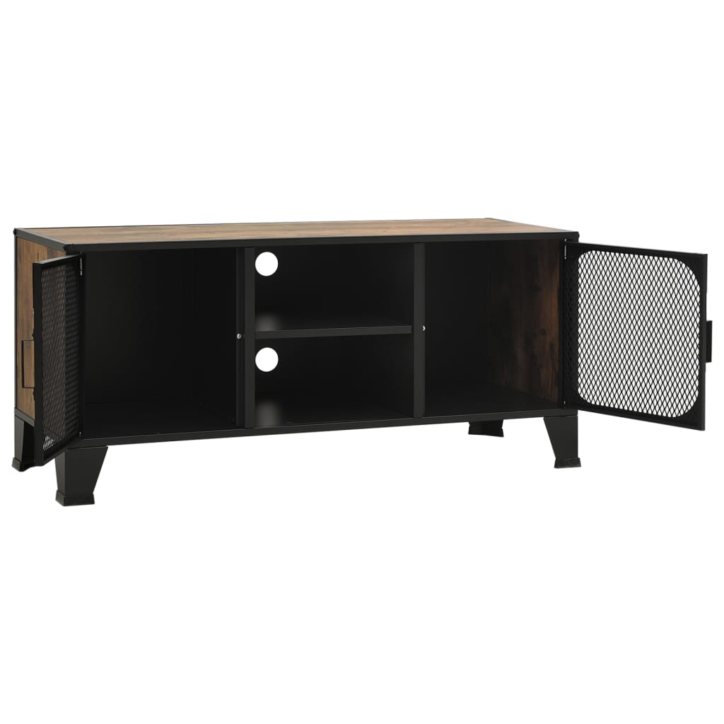 TV Cabinet Rustic Brown 105x36x47 cm Metal and MDF