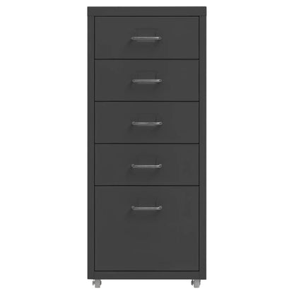 Mobile File Cabinet Anthracite 28x41x69 cm Metal