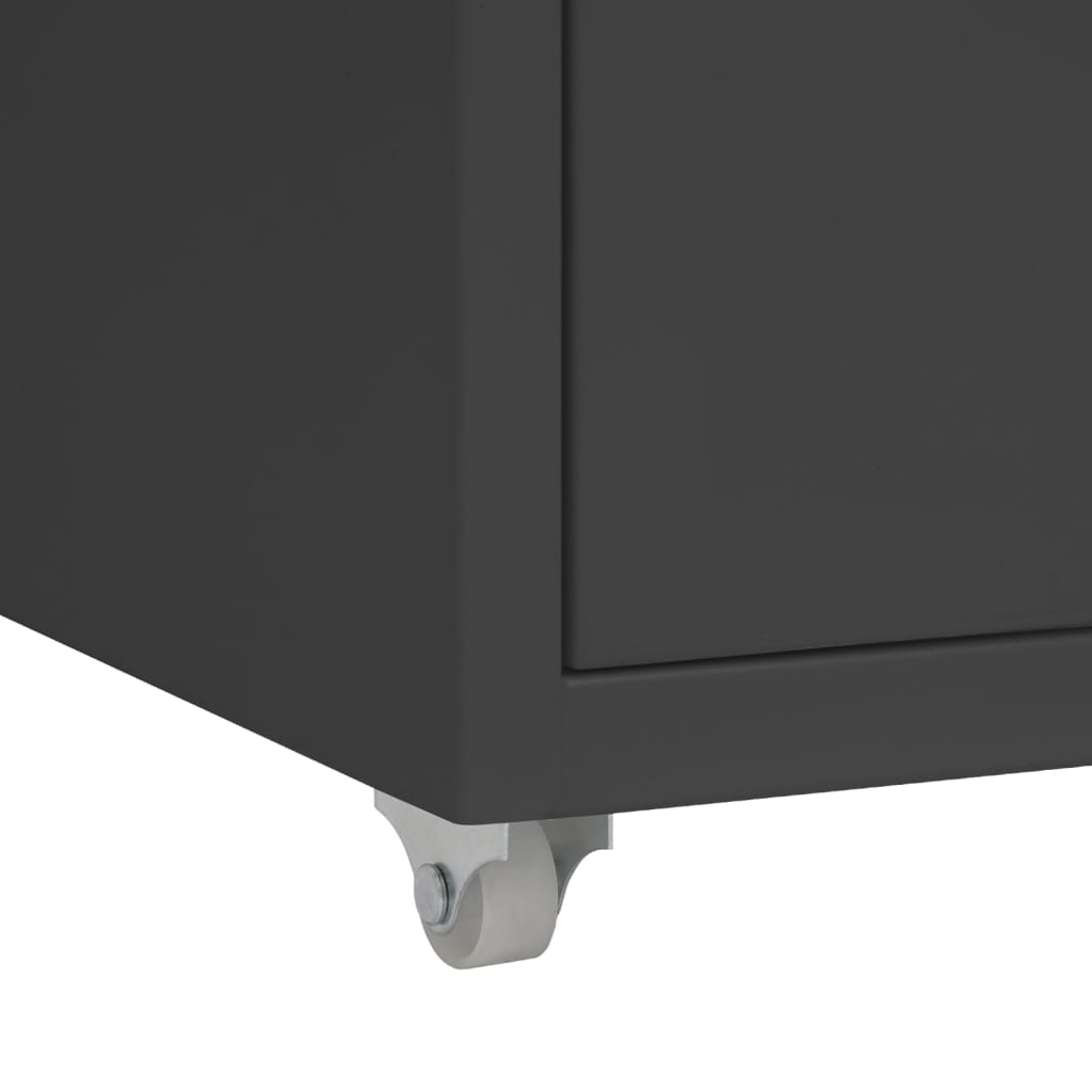 Mobile File Cabinet Anthracite 28x41x69 cm Metal