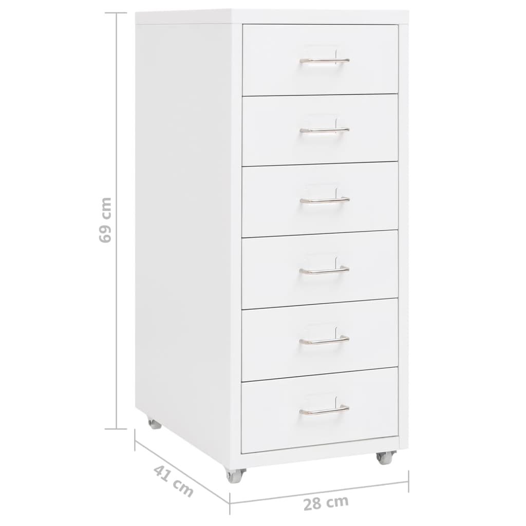 Mobile File Cabinet White 28x41x69 cm Metal