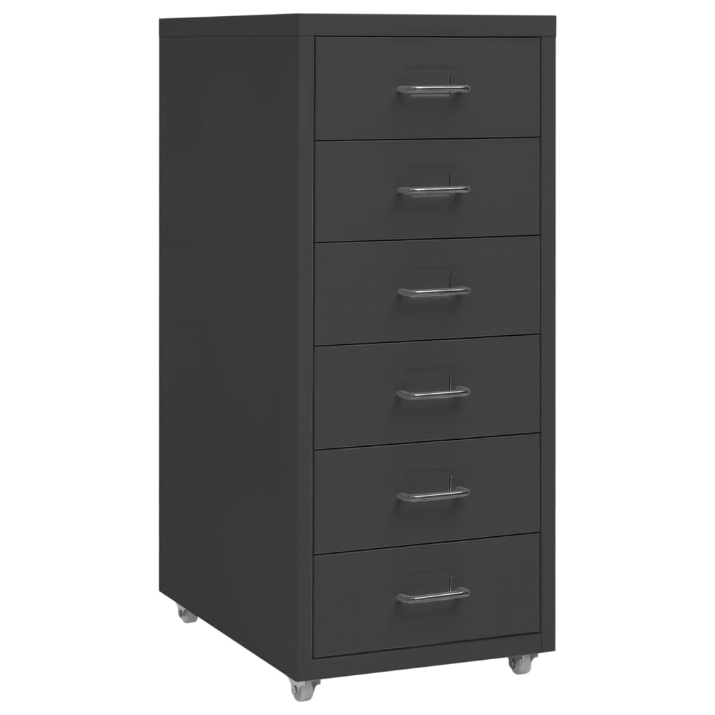 Mobile File Cabinet Anthracite 28x41x69 cm Metal