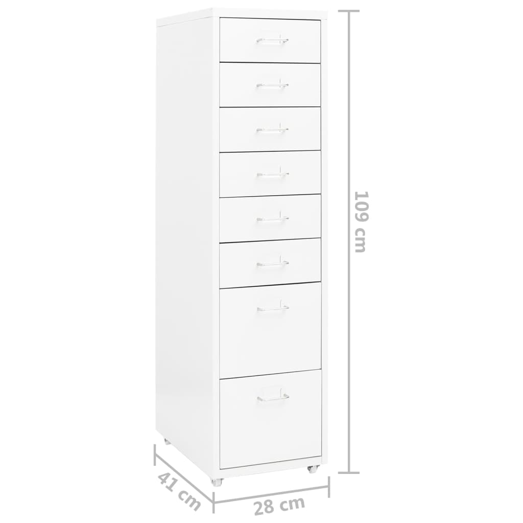 Mobile File Cabinet White 28x41x109 cm Metal