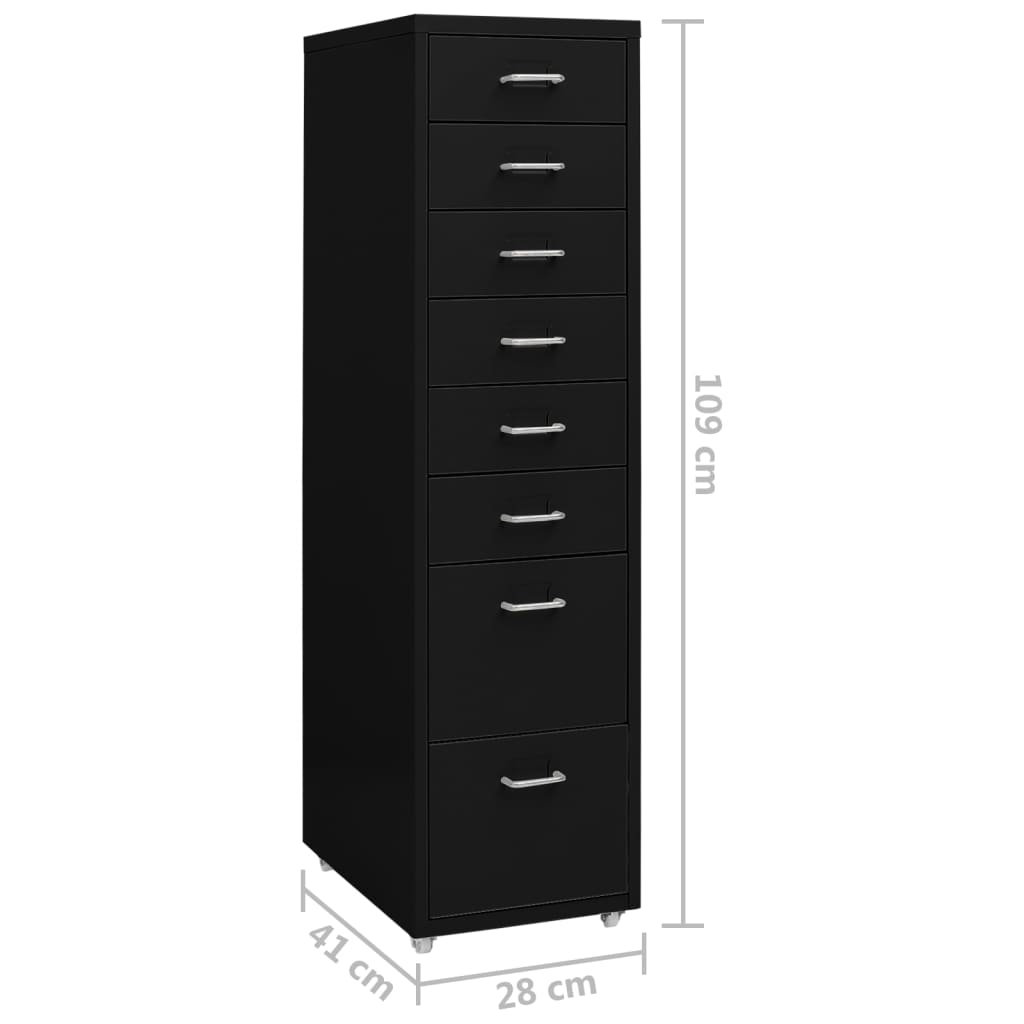 Mobile File Cabinet Black 28x41x109 cm Metal