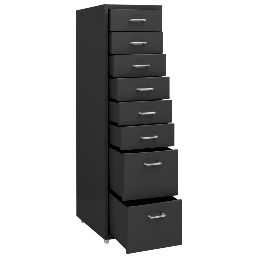 Mobile File Cabinet Anthracite 28x41x109 cm Metal