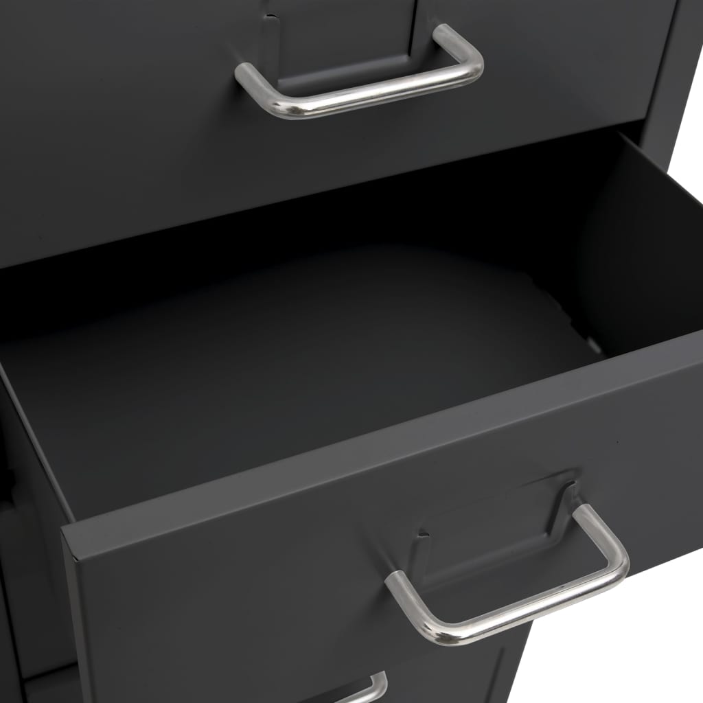 Mobile File Cabinet Anthracite 28x41x109 cm Metal