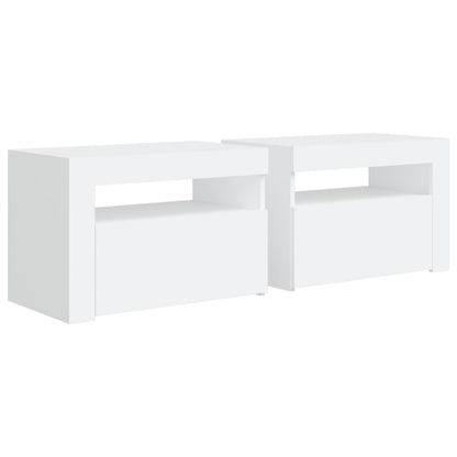 Bedside Cabinets 2 pcs with LEDs White 60x35x40 cm