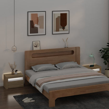 Bedside Cabinets 2 pcs with LEDs Sonoma Oak 60x35x40 cm