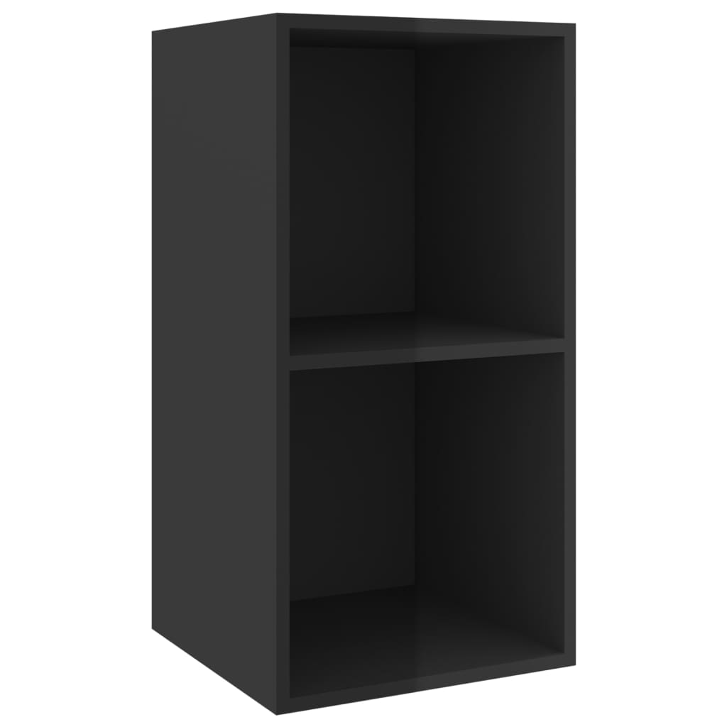 Wall-mounted TV Cabinets 2 pcs High Gloss Black Engineered Wood