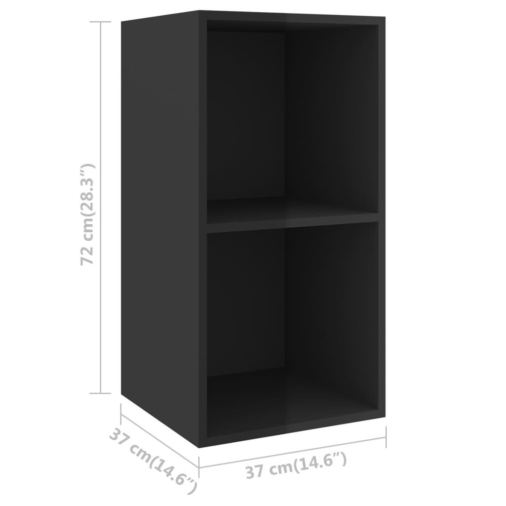 Wall-mounted TV Cabinets 2 pcs High Gloss Black Engineered Wood