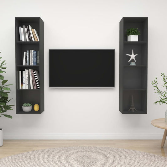 Wall-mounted TV Cabinets 2 pcs Grey Engineered Wood