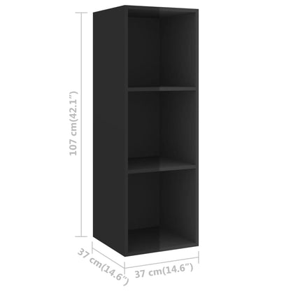 Wall-mounted TV Cabinets 4 pcs High Gloss Black Engineered Wood