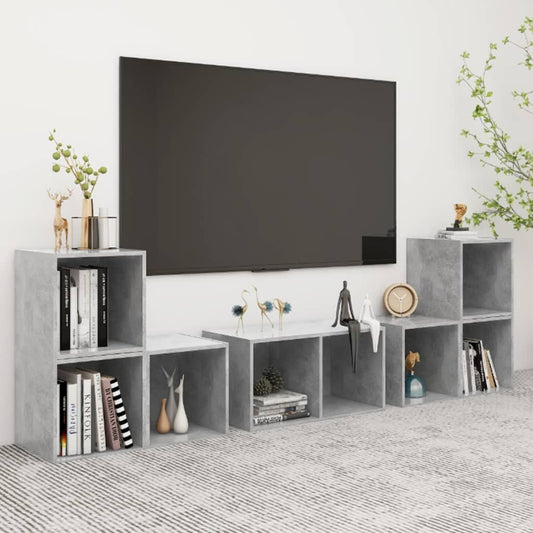 6 Piece TV Cabinet Set Concrete Grey Engineered Wood