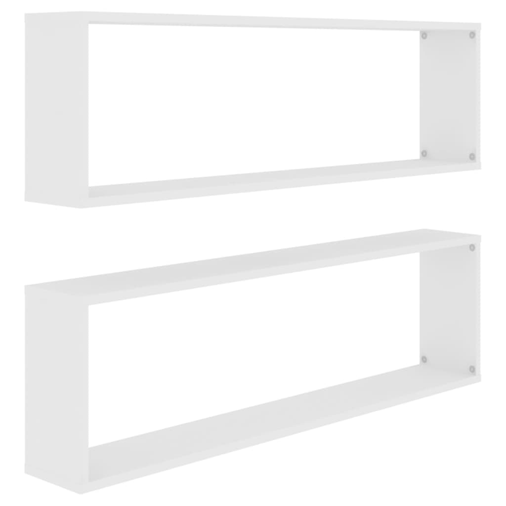 Wall Cube Shelf 2 pcs White 100x15x30 cm Engineered Wood