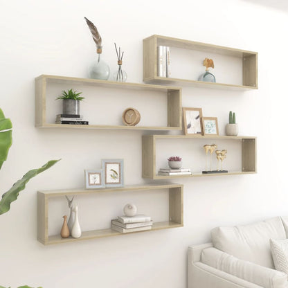 Wall Cube Shelf 4 pcs Sonoma Oak 100x15x30 cm Engineered Wood