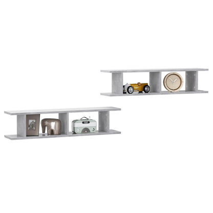 Wall Shelf 2 pcs Concrete Grey 90x18x20 cm Engineered Wood