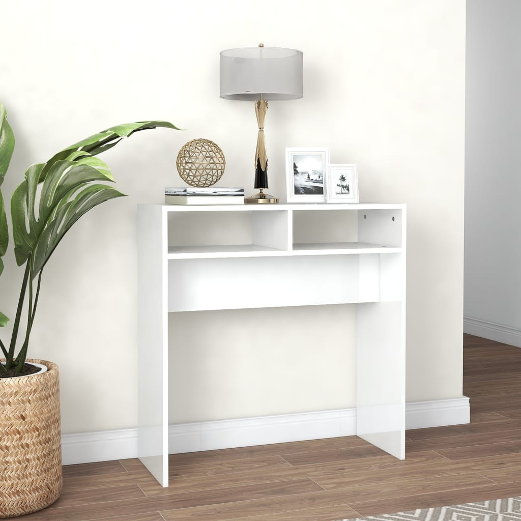 Console Table High Gloss White 78x30x80 cm Engineered Wood