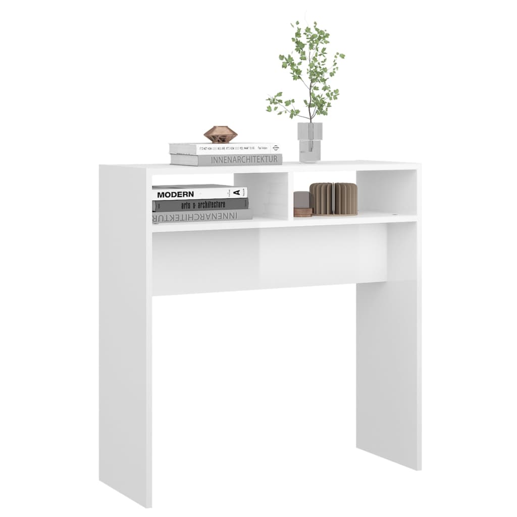 Console Table High Gloss White 78x30x80 cm Engineered Wood