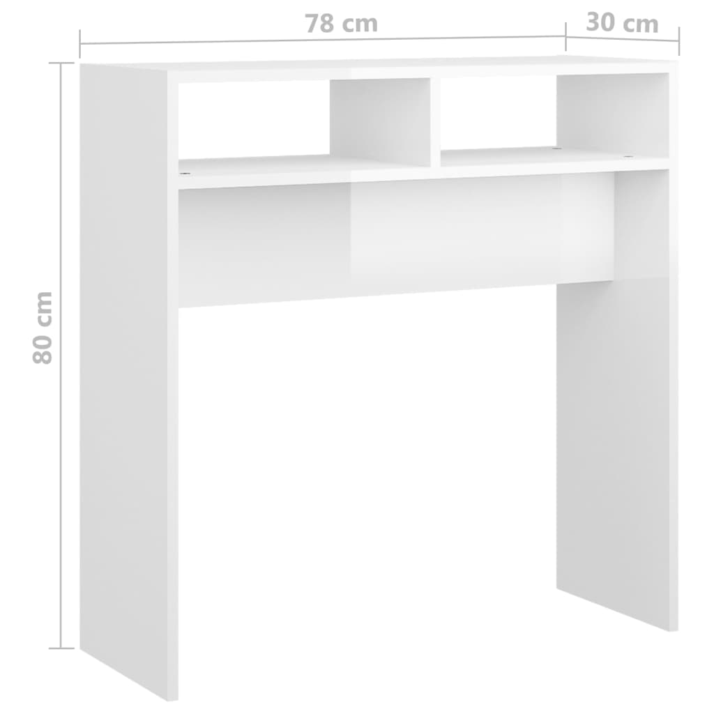 Console Table High Gloss White 78x30x80 cm Engineered Wood