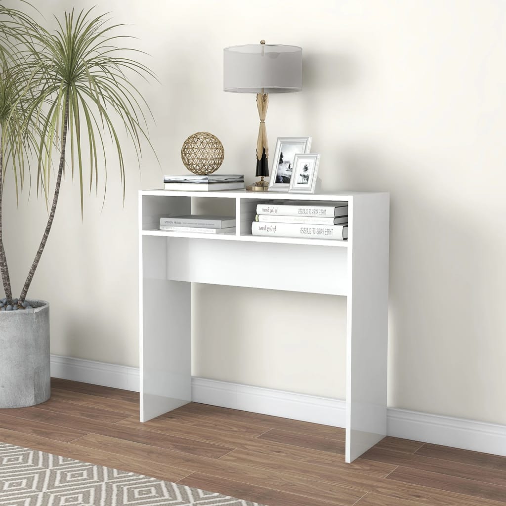 Console Table High Gloss White 78x30x80 cm Engineered Wood