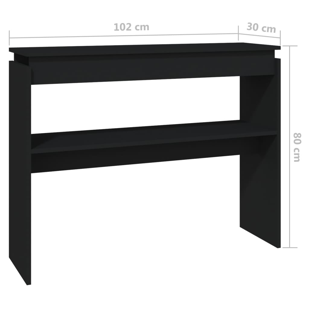 Console Table Black 102x30x80 cm Engineered Wood