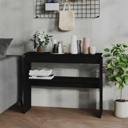 Console Table Black 102x30x80 cm Engineered Wood