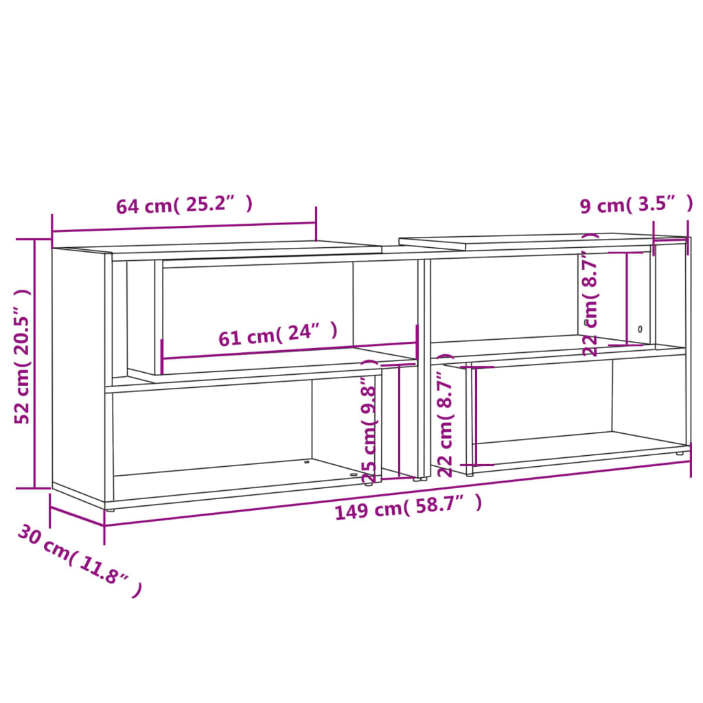 TV Cabinet Grey 149x30x52 cm Engineered Wood