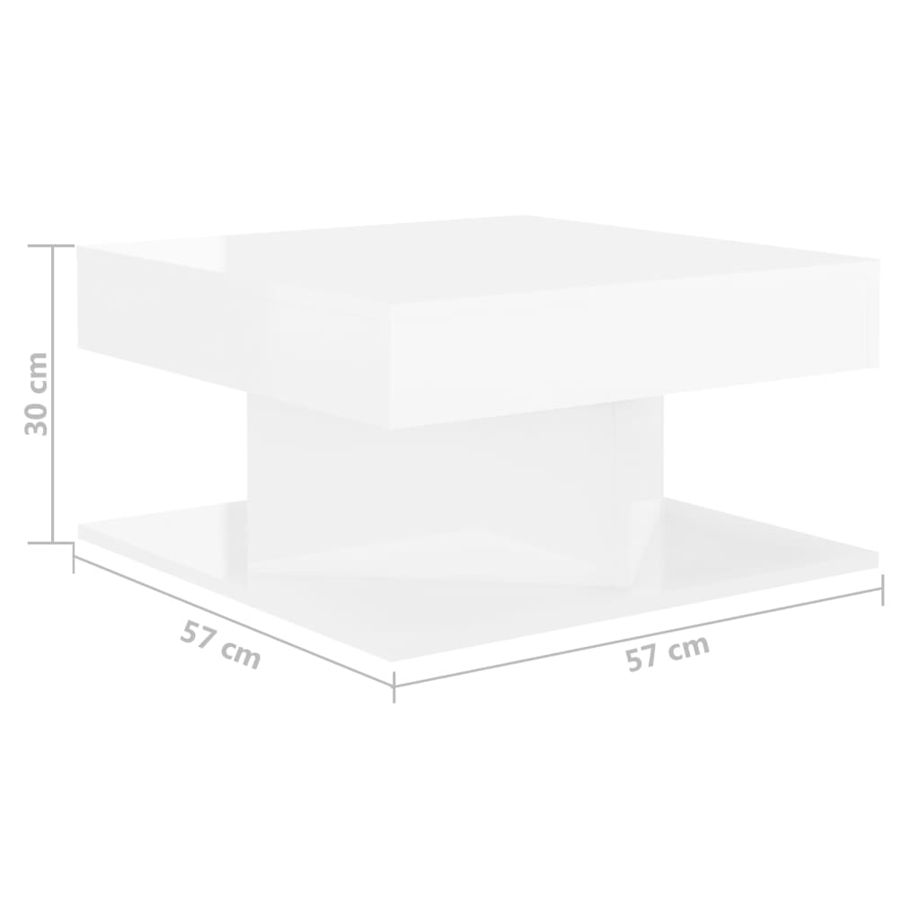 Coffee Table High Gloss White 57x57x30 cm Engineered Wood