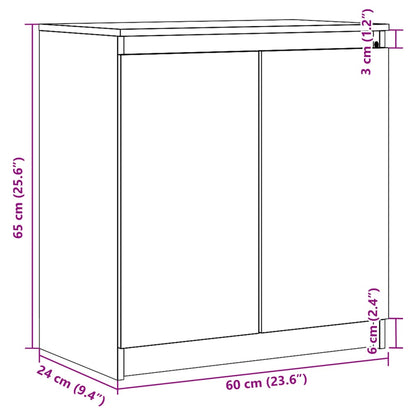 Side Cabinet Grey 60x36x65 cm Solid Pinewood