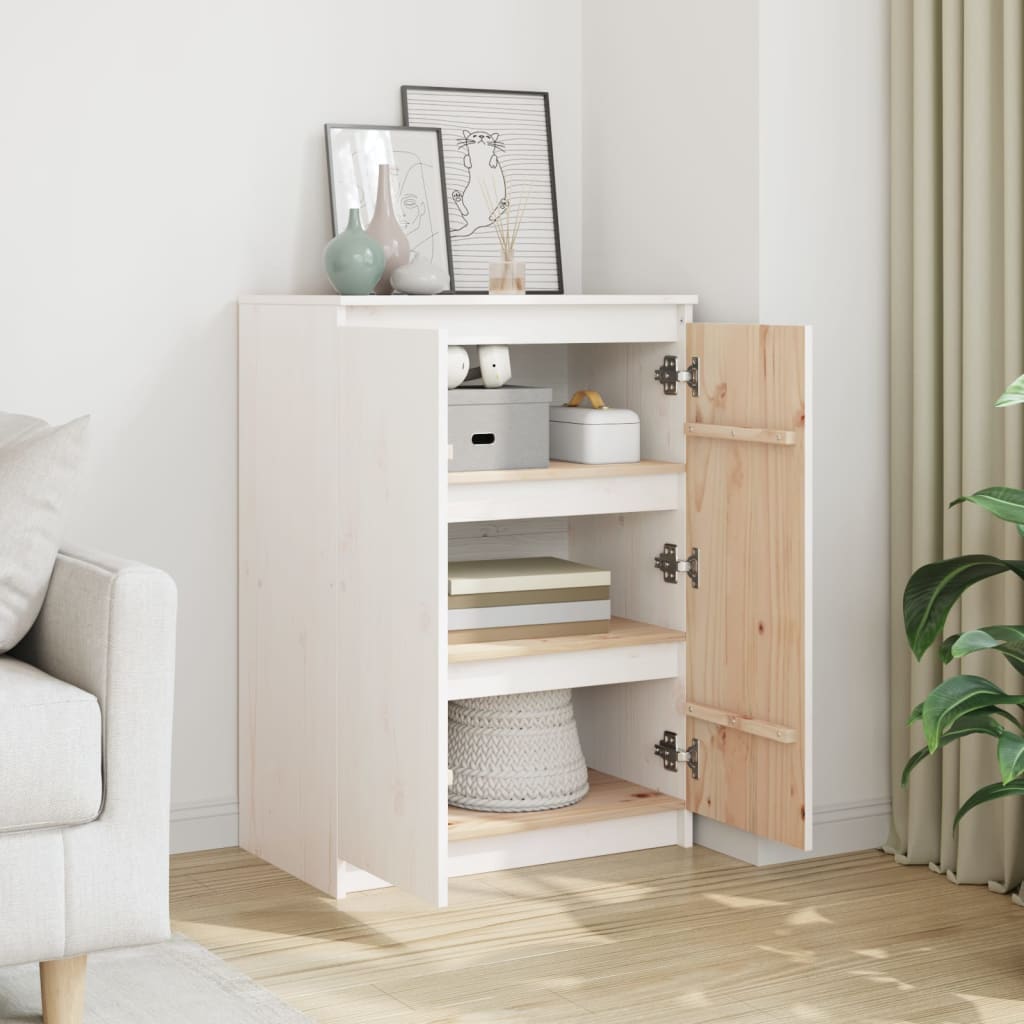 Sideboard White 60x36x84 cm Solid Pinewood