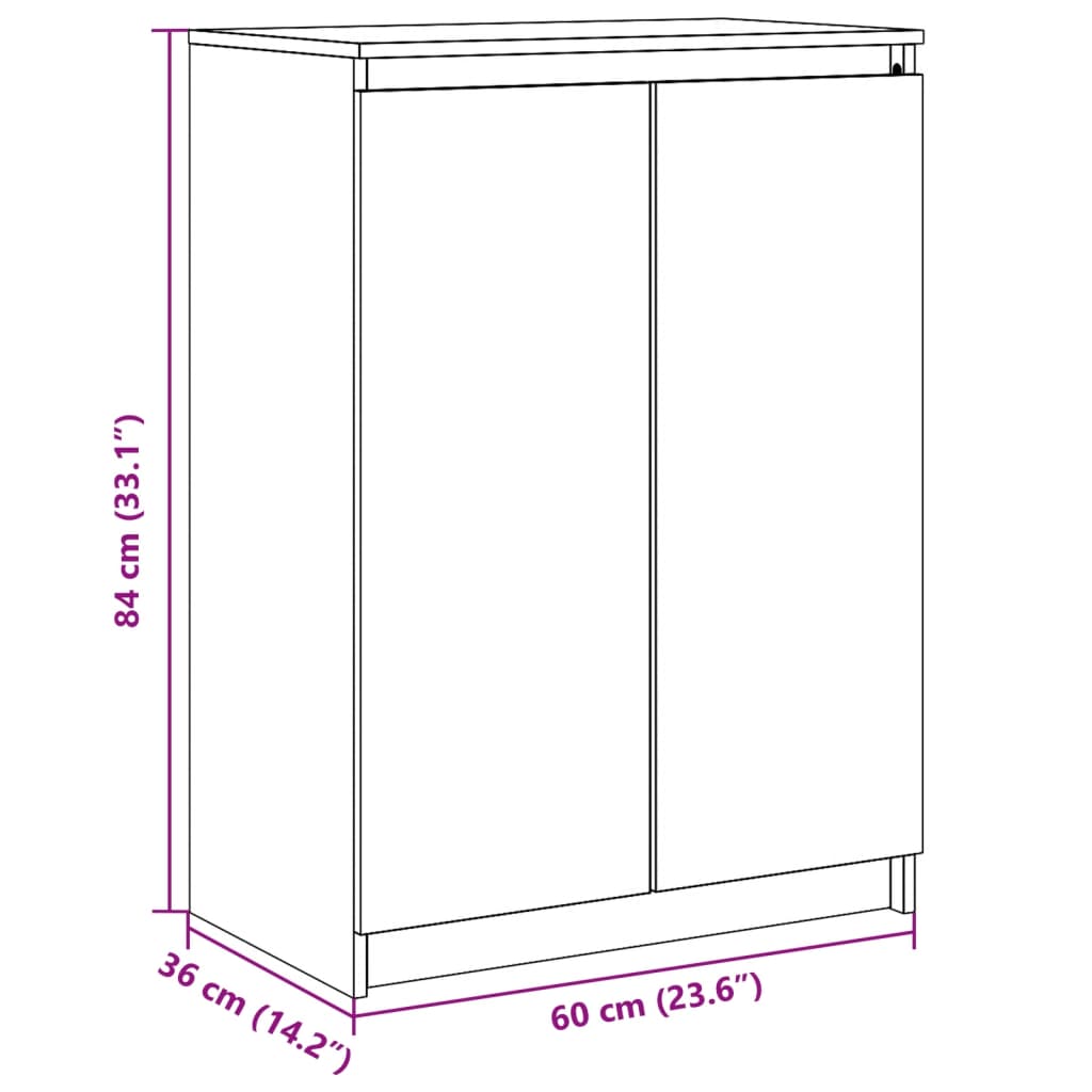 Sideboard White 60x36x84 cm Solid Pinewood