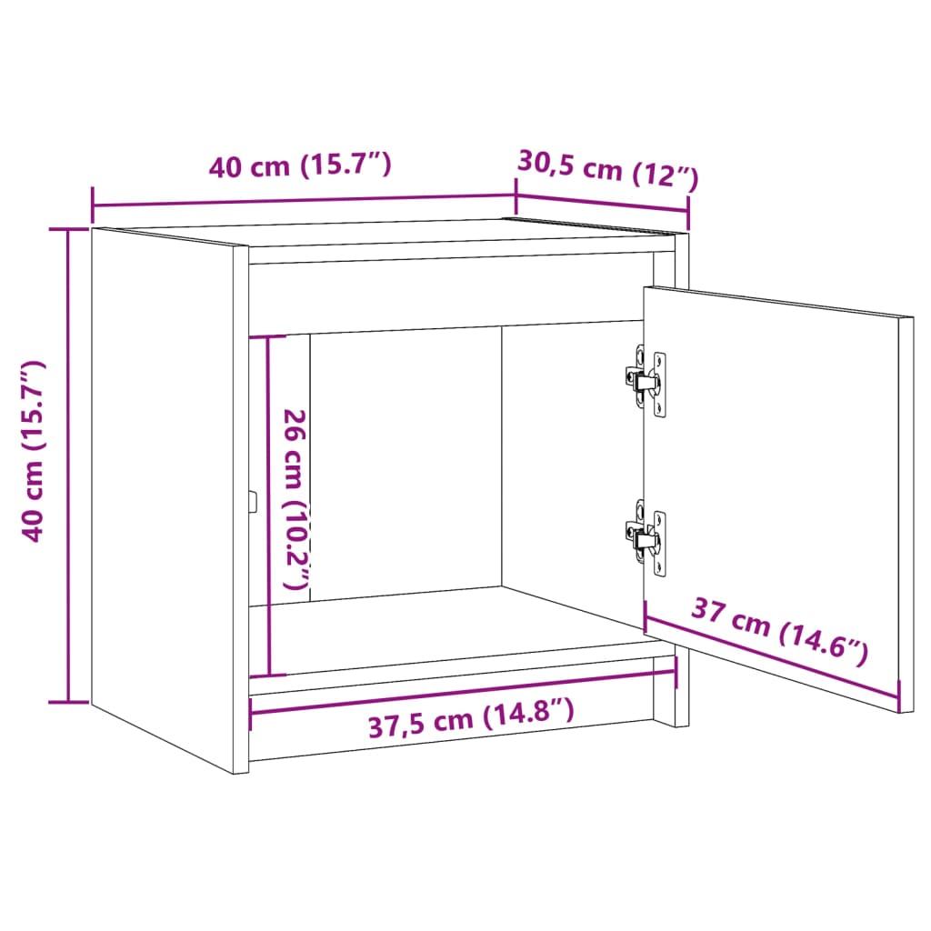 Bedside Cabinet White 40x30.5x40 cm Solid Pinewood