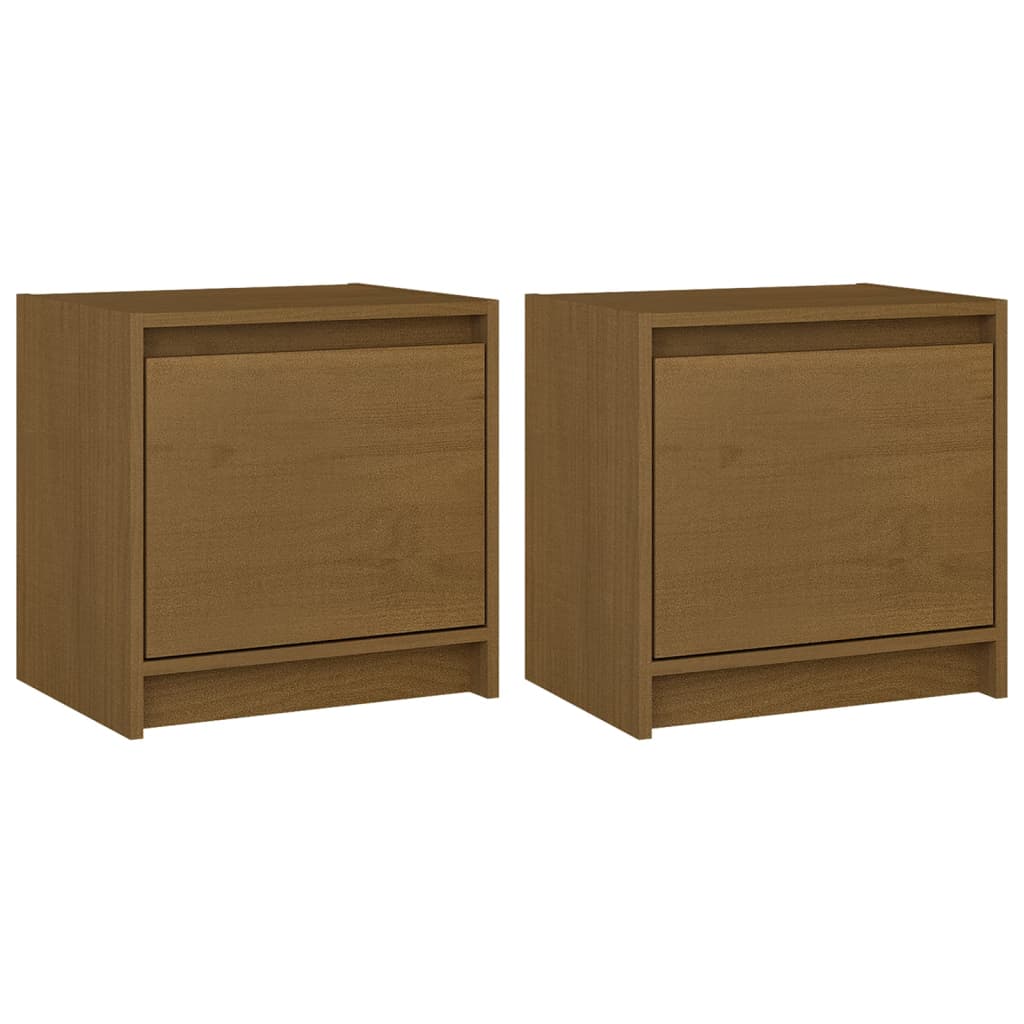 Bedside Cabinets 2 pcs Honey Brown 40x30.5x40 cm Solid Pinewood