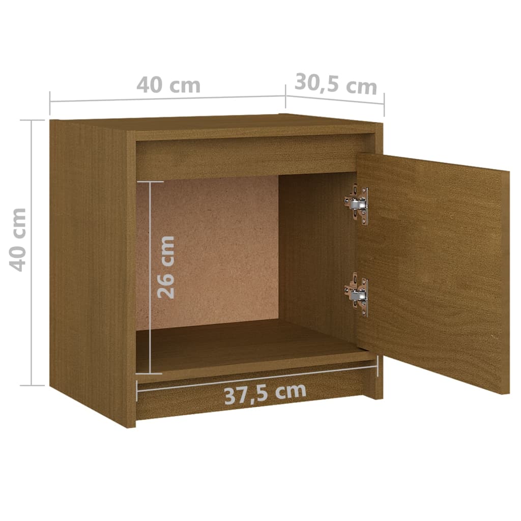 Bedside Cabinets 2 pcs Honey Brown 40x30.5x40 cm Solid Pinewood