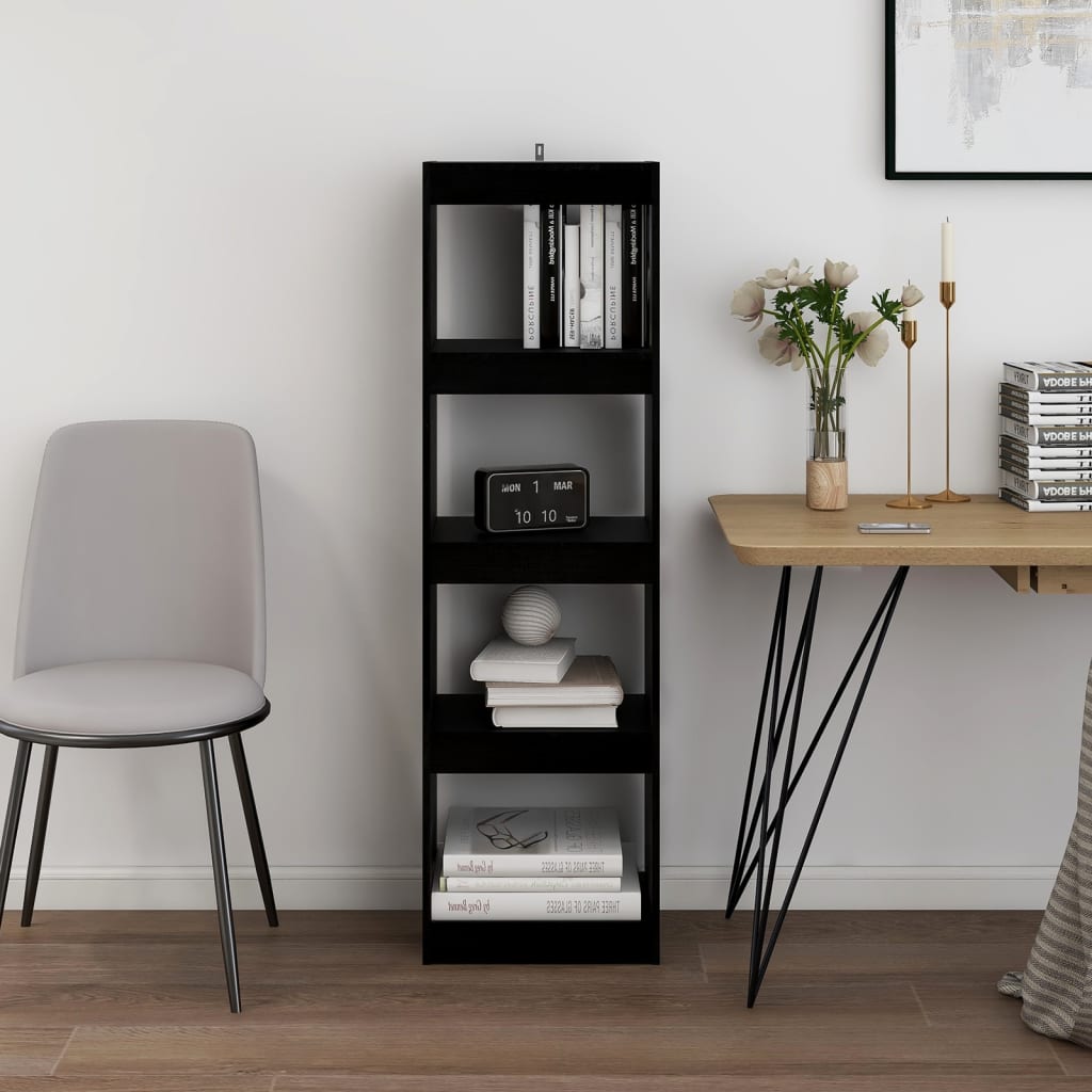 Book Cabinet Room Divider Black 40x30x135.5 cm Pinewood