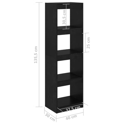 Book Cabinet Room Divider Black 40x30x135.5 cm Pinewood