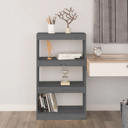 Book Cabinet/Room Divider Grey 60x30x103.5 cm Solid Wood Pine