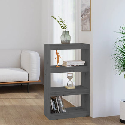 Book Cabinet/Room Divider Grey 60x30x103.5 cm Solid Wood Pine