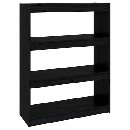 Book Cabinet/Room Divider Black 80x30x103.5 cm Solid Wood Pine