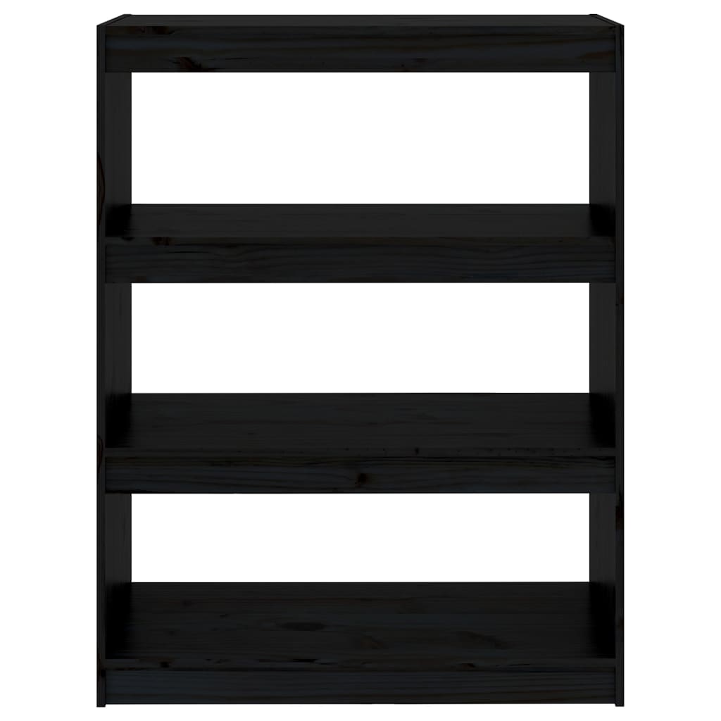 Book Cabinet/Room Divider Black 80x30x103.5 cm Solid Wood Pine