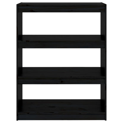 Book Cabinet/Room Divider Black 80x30x103.5 cm Solid Wood Pine