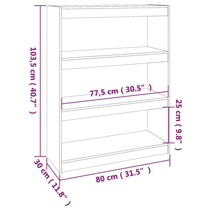 Book Cabinet/Room Divider Black 80x30x103.5 cm Solid Wood Pine