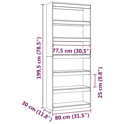 Book Cabinet/Room Divider 80x30x199.5 cm Solid Wood Pine