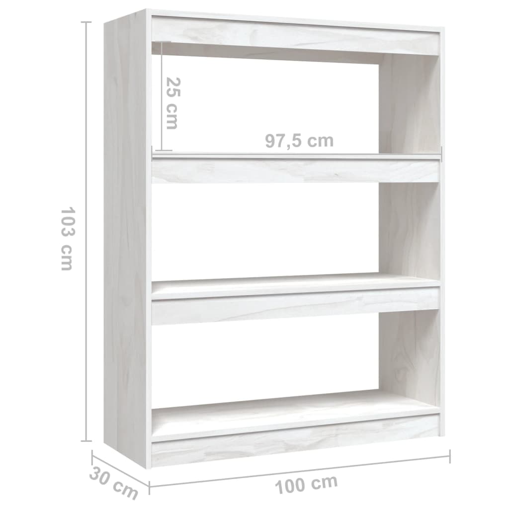 Book Cabinet/Room Divider White 100x30x103 cm Solid Pinewood