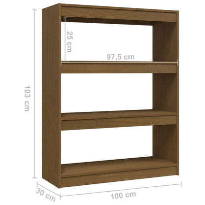 Book Cabinet/Room Divider Honey Brown 100x30x103 cm Solid Pinewood